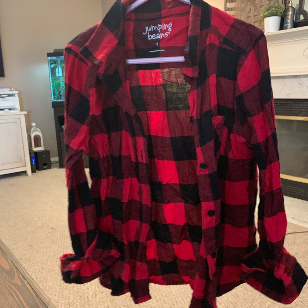 Soft buffalo plaid little girls 7 flannel